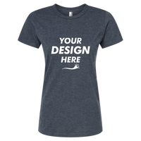 Tultex Women's Premium Cotton Blend T-Shirt, Navy Heather, Front view, Mockup