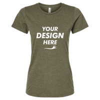 Tultex Women's Premium Cotton Blend T-Shirt, Olive Heather, Front view, Mockup