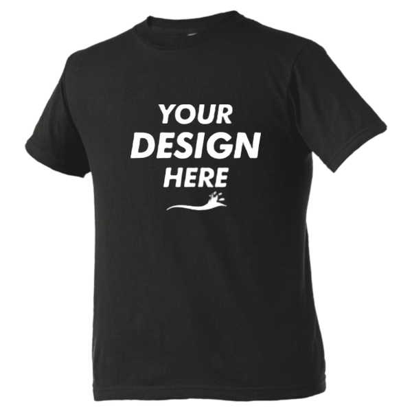 Tultex Youth Heavyweight Jersey T-Shirt, Black, Front view, Mockup