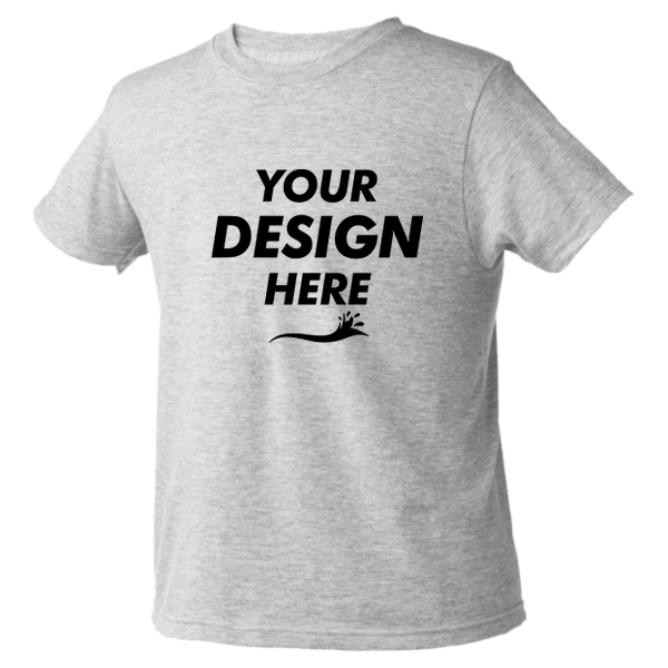 Tultex Youth Heavyweight Jersey T-Shirt, Heather Grey, Front view, Mockup