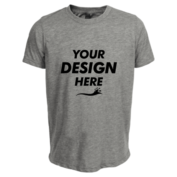 Tultex Youth Poly-Rich T-Shirt, Heather Grey, Front view, Mockup