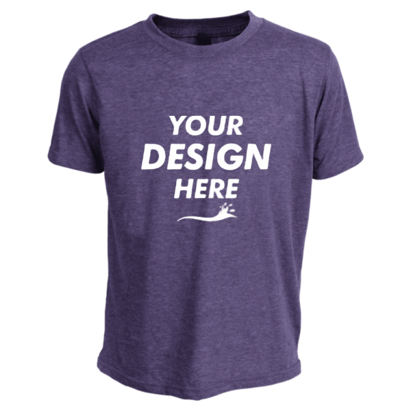 Tultex Youth Poly-Rich T-Shirt, Heather Purple, Front view, Mockup