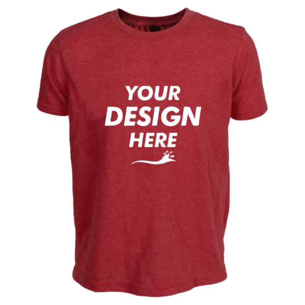 Tultex Youth Poly-Rich T-Shirt, Heather Red, Front view, Mockup
