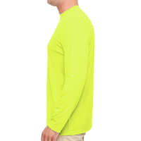 UltraClub Men's Cool & Dry Sport Performance Long Sleeve T-Shirt, Bright Yellow, Left Sleeve view