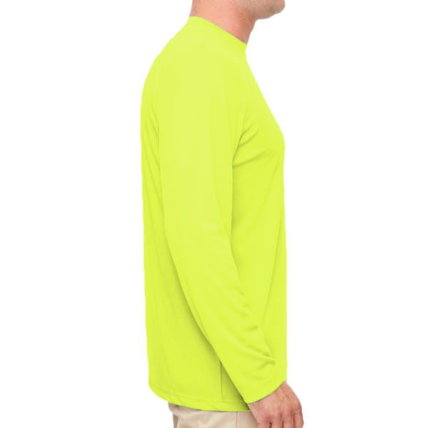 UltraClub Men's Cool & Dry Sport Performance Long Sleeve T-Shirt, Bright Yellow, Right Sleeve view