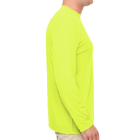 UltraClub Men's Cool & Dry Sport Performance Long Sleeve T-Shirt, Bright Yellow, Right Sleeve view