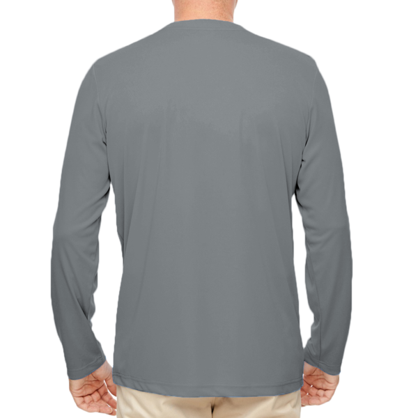 UltraClub Men's Cool & Dry Sport Performance Long Sleeve T-Shirt, Charcoal, Back view