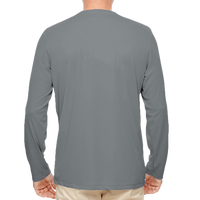 UltraClub Men's Cool & Dry Sport Performance Long Sleeve T-Shirt, Charcoal, Back view