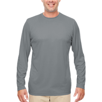 UltraClub Men's Cool & Dry Sport Performance Long Sleeve T-Shirt, Charcoal, Front view
