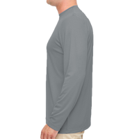 UltraClub Men's Cool & Dry Sport Performance Long Sleeve T-Shirt, Charcoal, Left Sleeve view