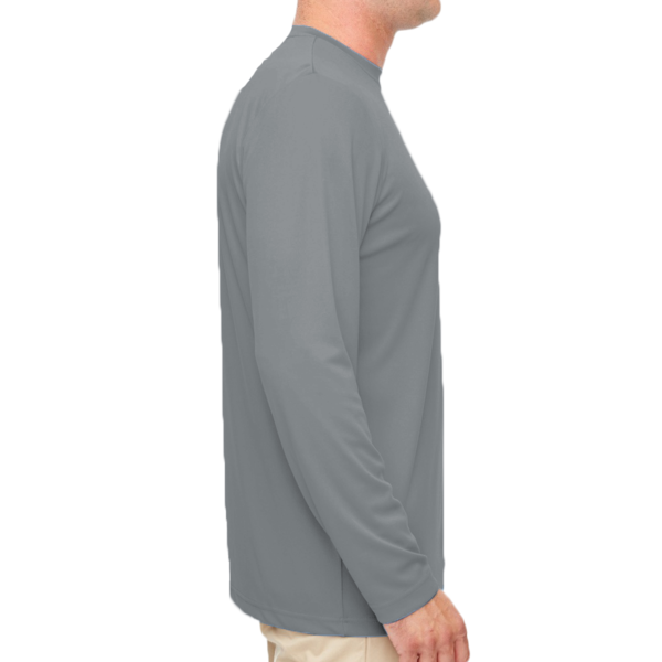 UltraClub Men's Cool & Dry Sport Performance Long Sleeve T-Shirt, Charcoal, Right Sleeve view