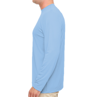 UltraClub Men's Cool & Dry Sport Performance Long Sleeve T-Shirt, Columbia Blue, Left Sleeve view