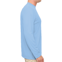 UltraClub Men's Cool & Dry Sport Performance Long Sleeve T-Shirt, Columbia Blue, Right Sleeve view