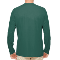 UltraClub Men's Cool & Dry Sport Performance Long Sleeve T-Shirt, Forest Green, Back view