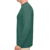 UltraClub Men's Cool & Dry Sport Performance Long Sleeve T-Shirt, Forest Green, Left Sleeve view