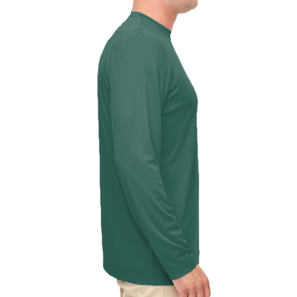 UltraClub Men's Cool & Dry Sport Performance Long Sleeve T-Shirt, Forest Green, Right Sleeve view