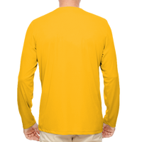 UltraClub Men's Cool & Dry Sport Performance Long Sleeve T-Shirt, Gold, Back view