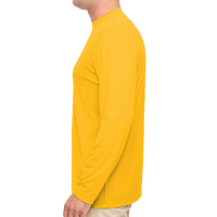 UltraClub Men's Cool & Dry Sport Performance Long Sleeve T-Shirt, Gold, Left Sleeve view