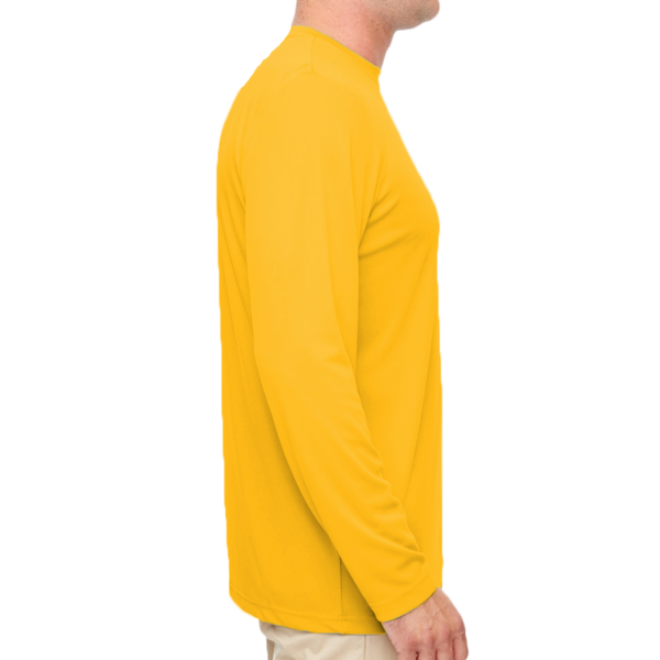 UltraClub Men's Cool & Dry Sport Performance Long Sleeve T-Shirt, Gold, Right Sleeve view