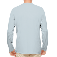 UltraClub Men's Cool & Dry Sport Performance Long Sleeve T-Shirt, Grey, Back view