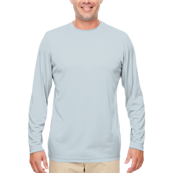 UltraClub Men's Cool & Dry Sport Performance Long Sleeve T-Shirt, Grey, Front view