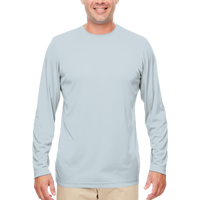 UltraClub Men's Cool & Dry Sport Performance Long Sleeve T-Shirt, Grey, Front view