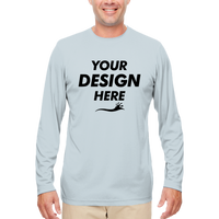 UltraClub Men's Cool & Dry Sport Performance Long Sleeve T-Shirt, Grey, Front view, Mockup