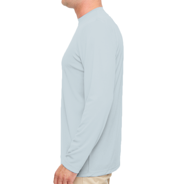 UltraClub Men's Cool & Dry Sport Performance Long Sleeve T-Shirt, Grey, Left Sleeve view
