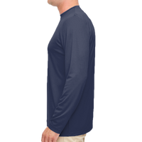 UltraClub Men's Cool & Dry Sport Performance Long Sleeve T-Shirt, Navy, Left Sleeve view