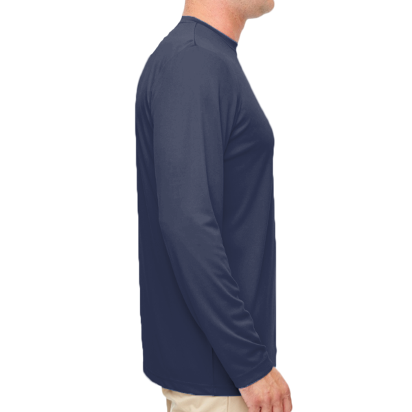 UltraClub Men's Cool & Dry Sport Performance Long Sleeve T-Shirt, Navy, Right Sleeve view