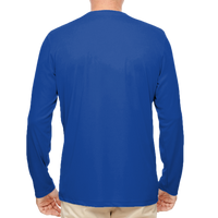 UltraClub Men's Cool & Dry Sport Performance Long Sleeve T-Shirt, Royal, Back view