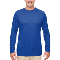 UltraClub Men's Cool & Dry Sport Performance Long Sleeve T-Shirt, Royal, Front view