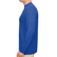 UltraClub Men's Cool & Dry Sport Performance Long Sleeve T-Shirt, Royal, Left Sleeve view