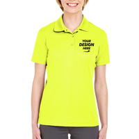 UltraClub Women's Cool & Dry Mesh Piqué Polo, Bright Yellow, Front view, Mockup