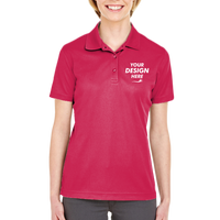 UltraClub Women's Cool & Dry Mesh Piqué Polo, Cardinal, Front view, Mockup