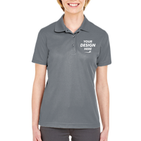 UltraClub Women's Cool & Dry Mesh Piqué Polo, Charcoal, Front view, Mockup