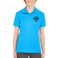 UltraClub Women's Cool & Dry Mesh Piqué Polo, Coast, Front view, Mockup