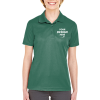 UltraClub Women's Cool & Dry Mesh Piqué Polo, Forest Green, Front view, Mockup