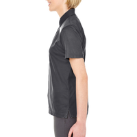 UltraClub Women's Cool & Dry Mesh Piqué Polo, Black, Left Sleeve view