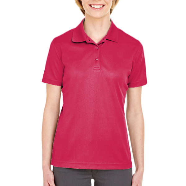 UltraClub Women's Cool & Dry Mesh Piqué Polo, Cardinal, Front view