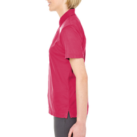 UltraClub Women's Cool & Dry Mesh Piqué Polo, Cardinal, Left Sleeve view