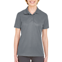 UltraClub Women's Cool & Dry Mesh Piqué Polo, Charcoal, Front view
