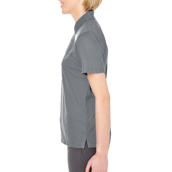 UltraClub Women's Cool & Dry Mesh Piqué Polo, Charcoal, Left Sleeve view