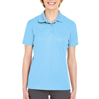 UltraClub Women's Cool & Dry Mesh Piqué Polo, Columbia Blue, Front view