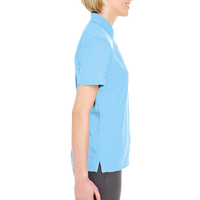 UltraClub Women's Cool & Dry Mesh Piqué Polo, Columbia Blue, Right Sleeve view