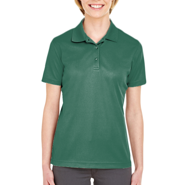 UltraClub Women's Cool & Dry Mesh Piqué Polo, Forest Green, Front view