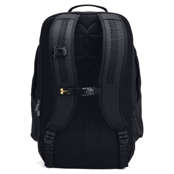 Under Armour Contain Laptop Backpack 2.0, Black / Mt Gold, Back view