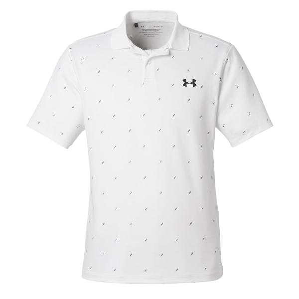 Under Armour Men's 3.0 Printed Performance Polo, White / Black, Front view