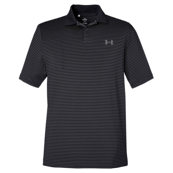 Under Armour Men's 3.0 Striped Perf Polo, Black 001 / Black 001, Front view