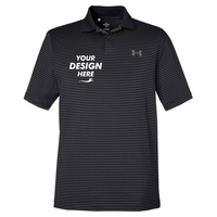 Under Armour Men's 3.0 Striped Perf Polo, Black 001 / Black 001, Front view, Mockup